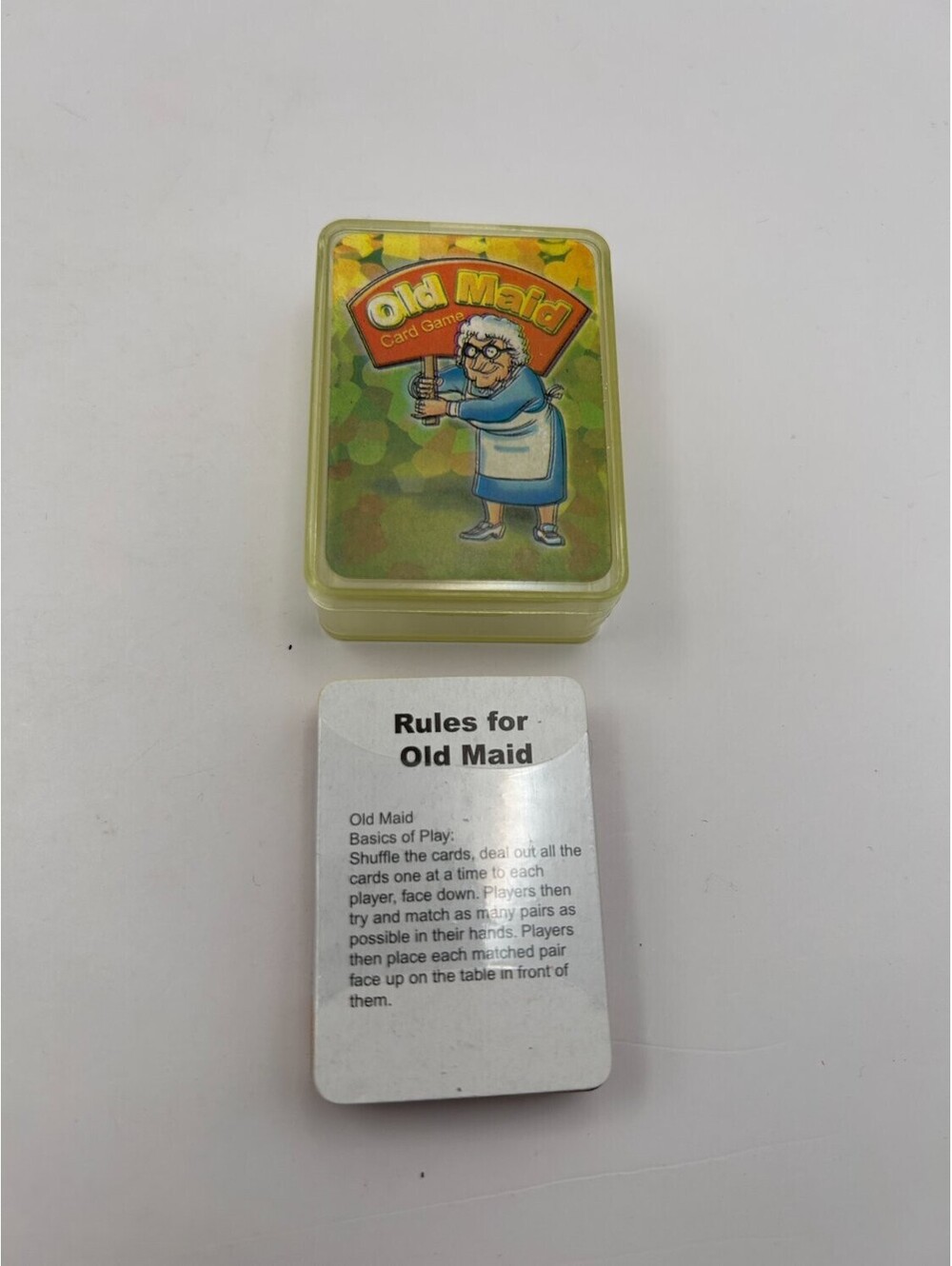 Old Maid Card Game Deck with Rules & Hard Case Travel Set Orange Yellow White